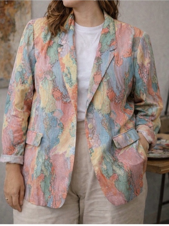 Patchington Jackets & Blazers - Vintage Patchington Watercolor Blazer 90s Art Teacher Gallery Dopamine Jacket